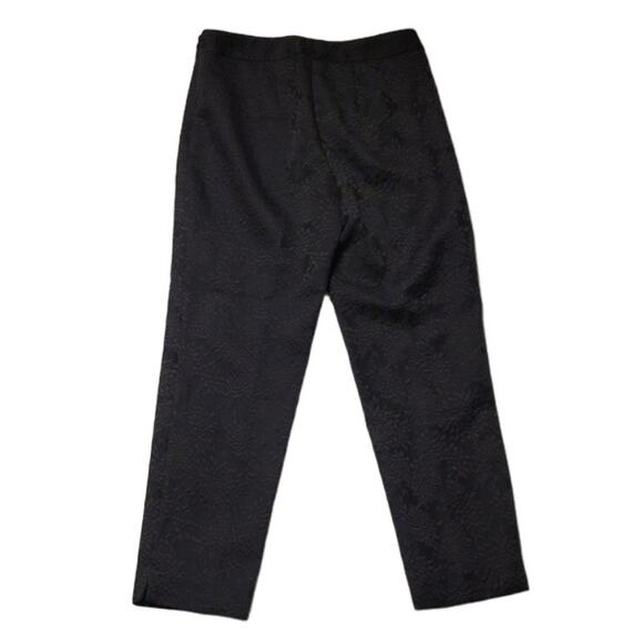 Talbots Heritage Black Floral Brocade Pants Side Zip & Button Career Party - 8 - Picture 2 of 8